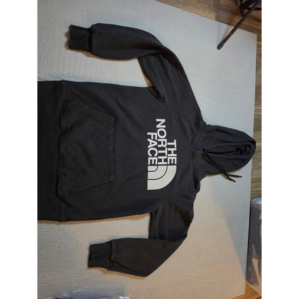 The North Face Womens Half Dome Pullover Hoodie Black White Logo XS